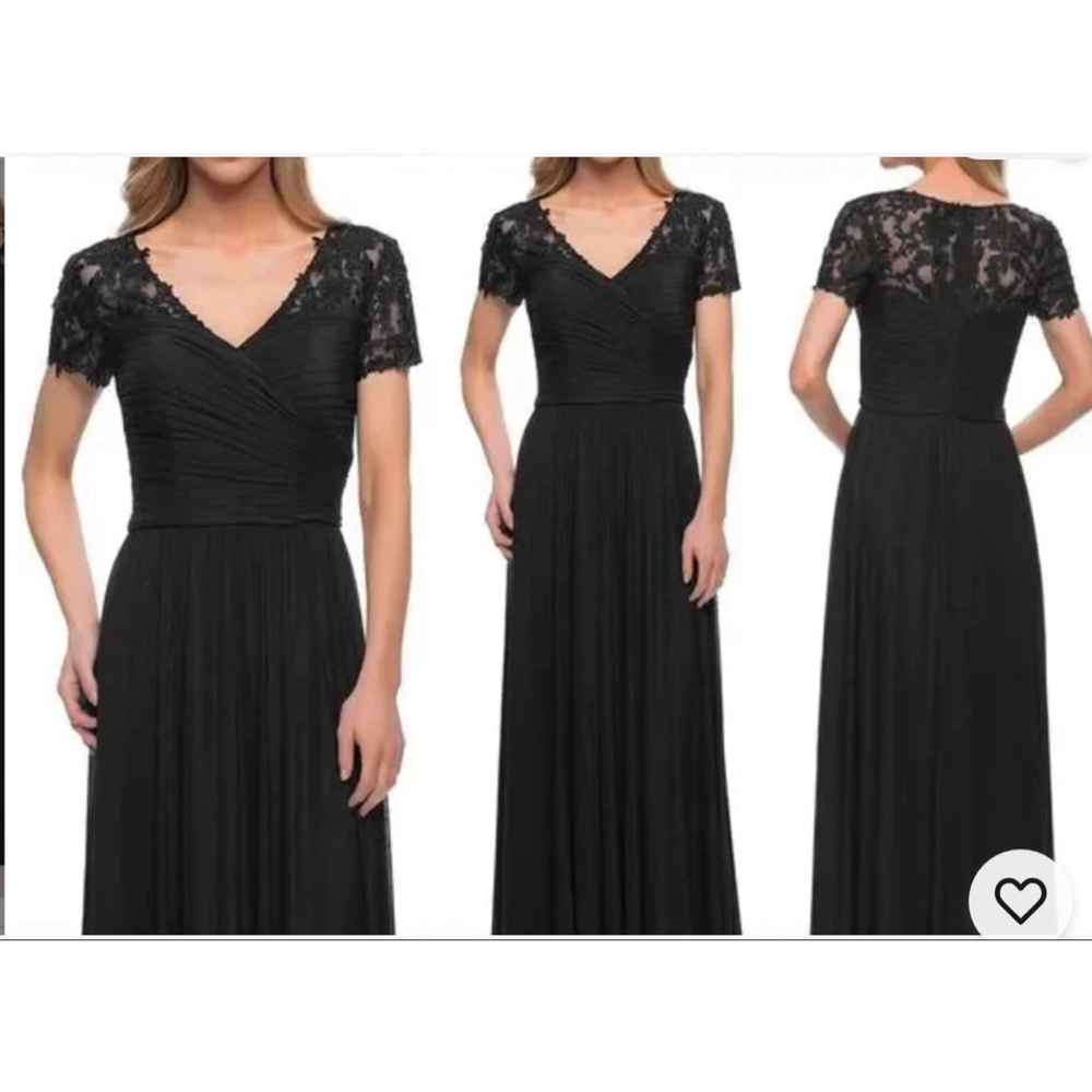 NWT La Femme Gown 29772 Floral
Embroidered Sheath Dress in Black Size 8 - Picture 3 of 11